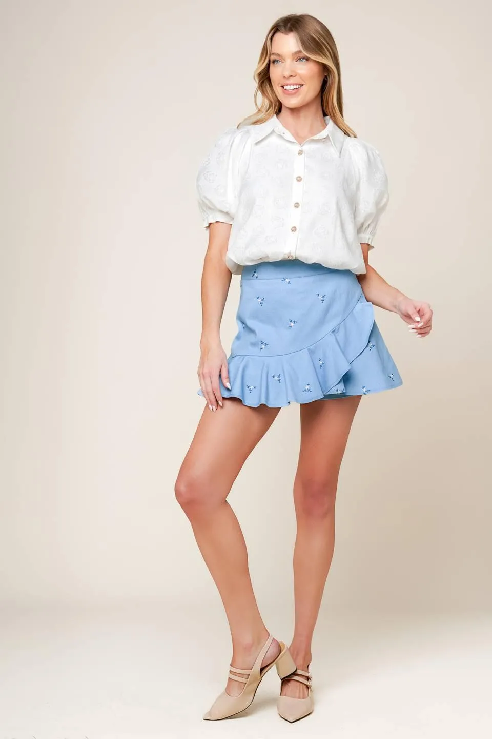 Moment of Clarity Light Indigo Woven Skort sold by Zulily product image thumbnail 4