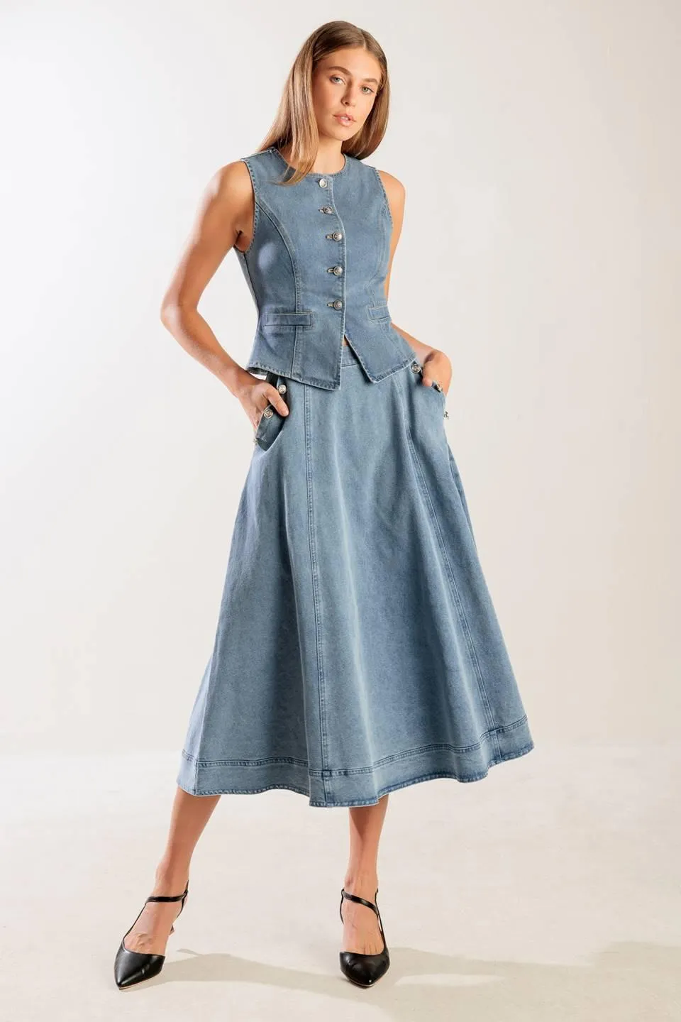 At First Glance Denim Vest sold by Zulily product image thumbnail 5