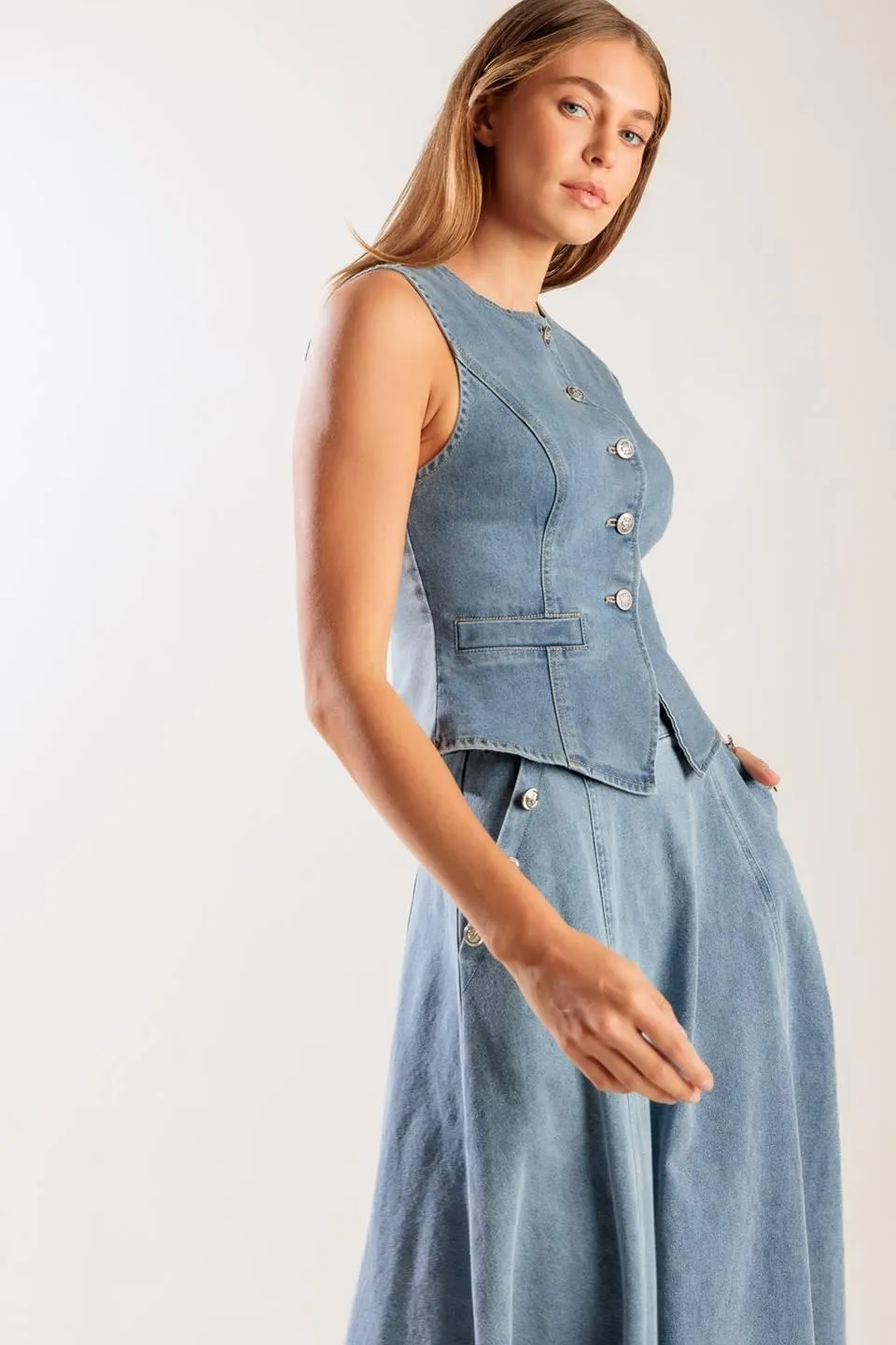 At First Glance Denim Vest sold by Zulily product image thumbnail 3