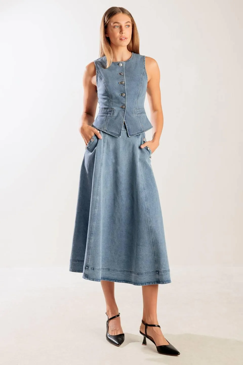 At First Glance Denim Vest sold by Zulily product image thumbnail 4