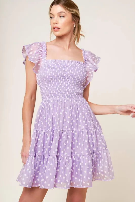 Playfully Posh Lavender Woven Mini Dress made by Flying Tomato