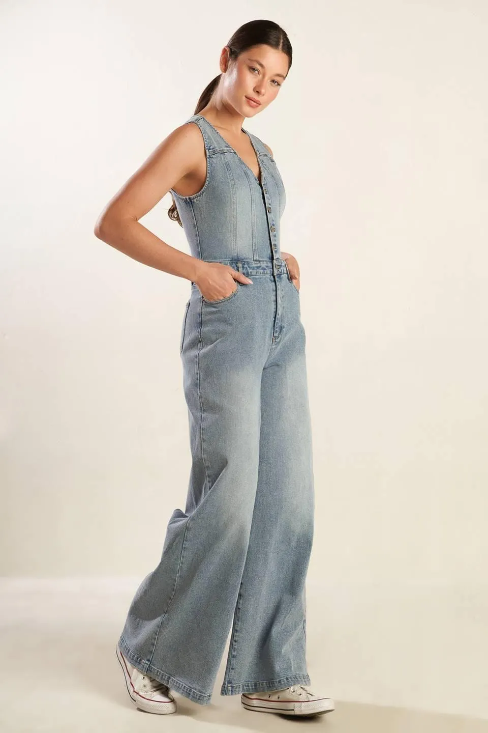 Walk With Me Denim Jumpsuit sold by Zulily product image thumbnail 4