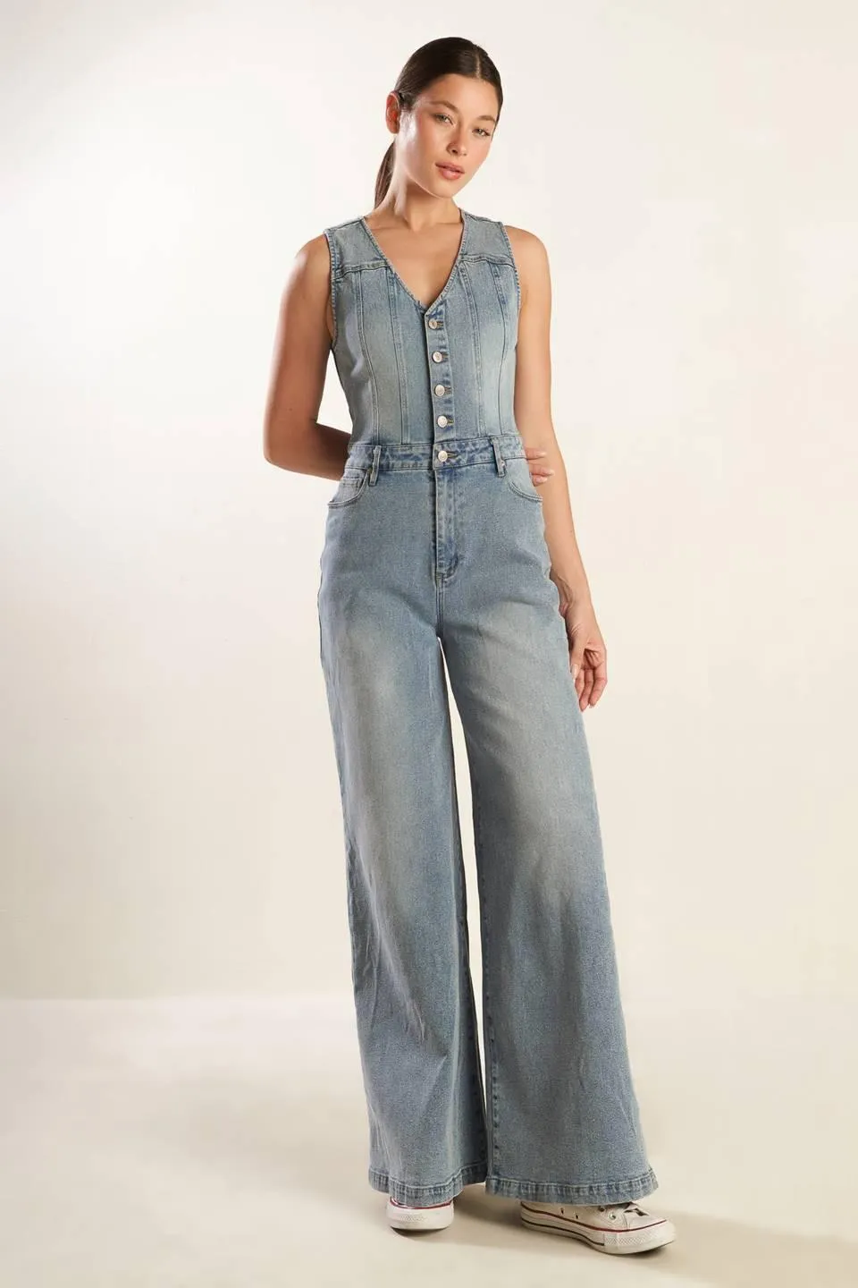 Walk With Me Denim Jumpsuit sold by Zulily