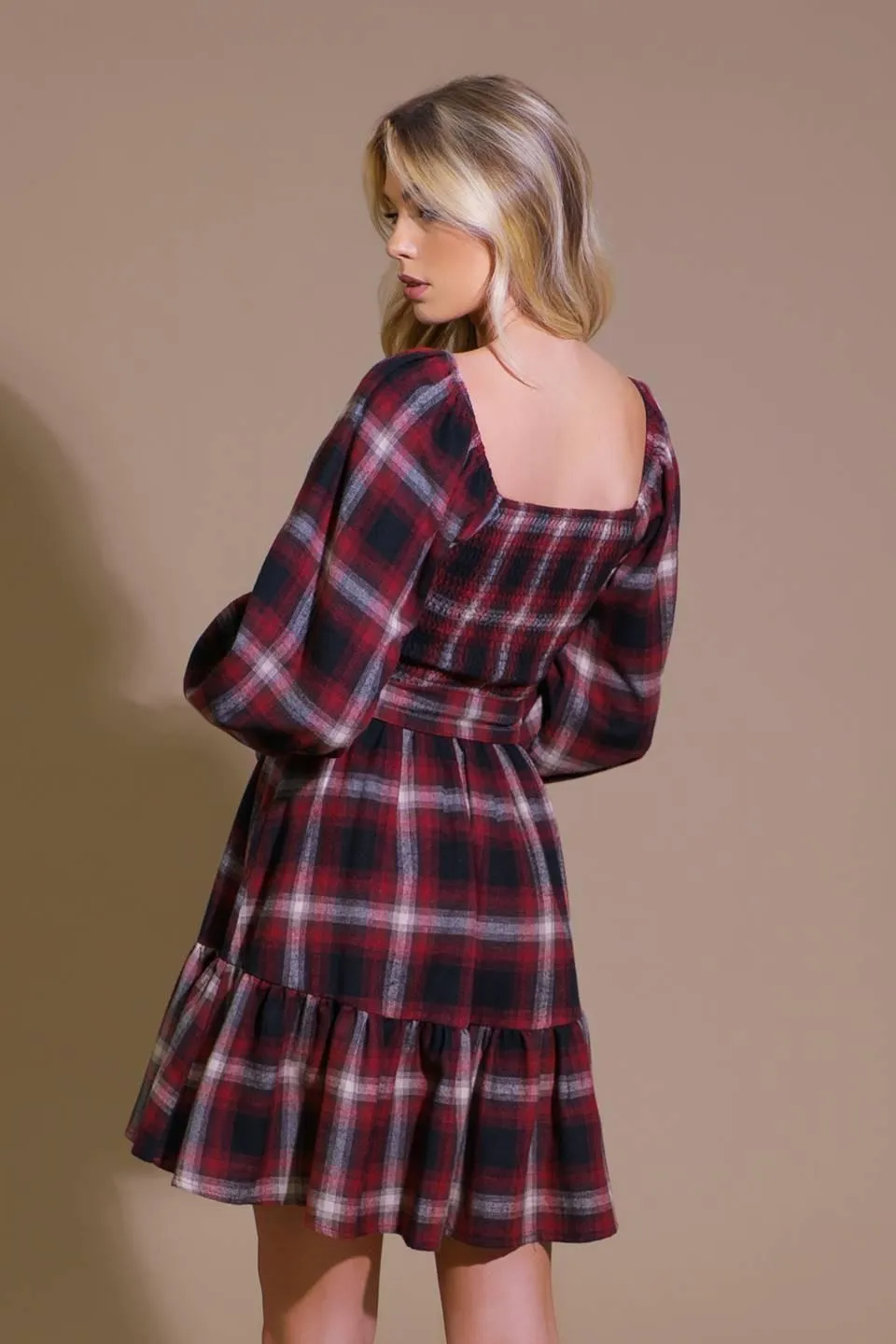Be With You Woven Plaid Mini Dress sold by Zulily product image thumbnail 4