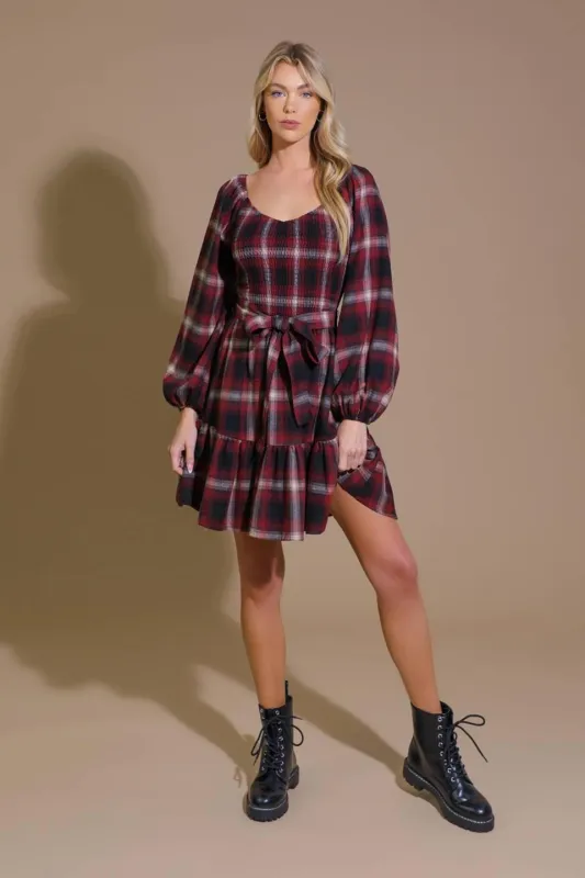 Be With You Woven Plaid Mini Dress made by Flying Tomato