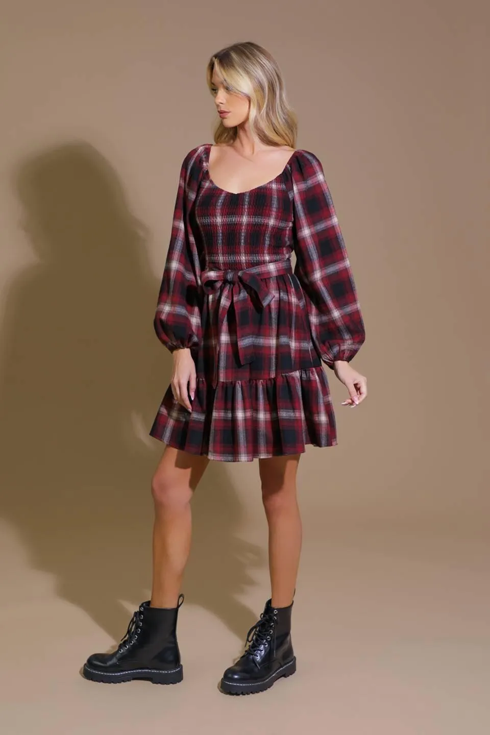 Be With You Woven Plaid Mini Dress sold by Zulily product image thumbnail 5