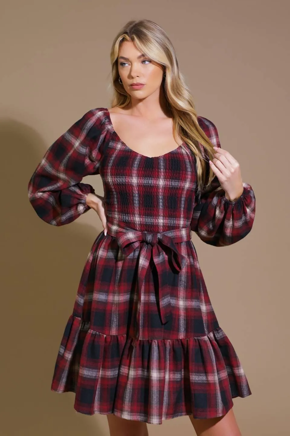 Be With You Woven Plaid Mini Dress sold by Zulily product image thumbnail 3