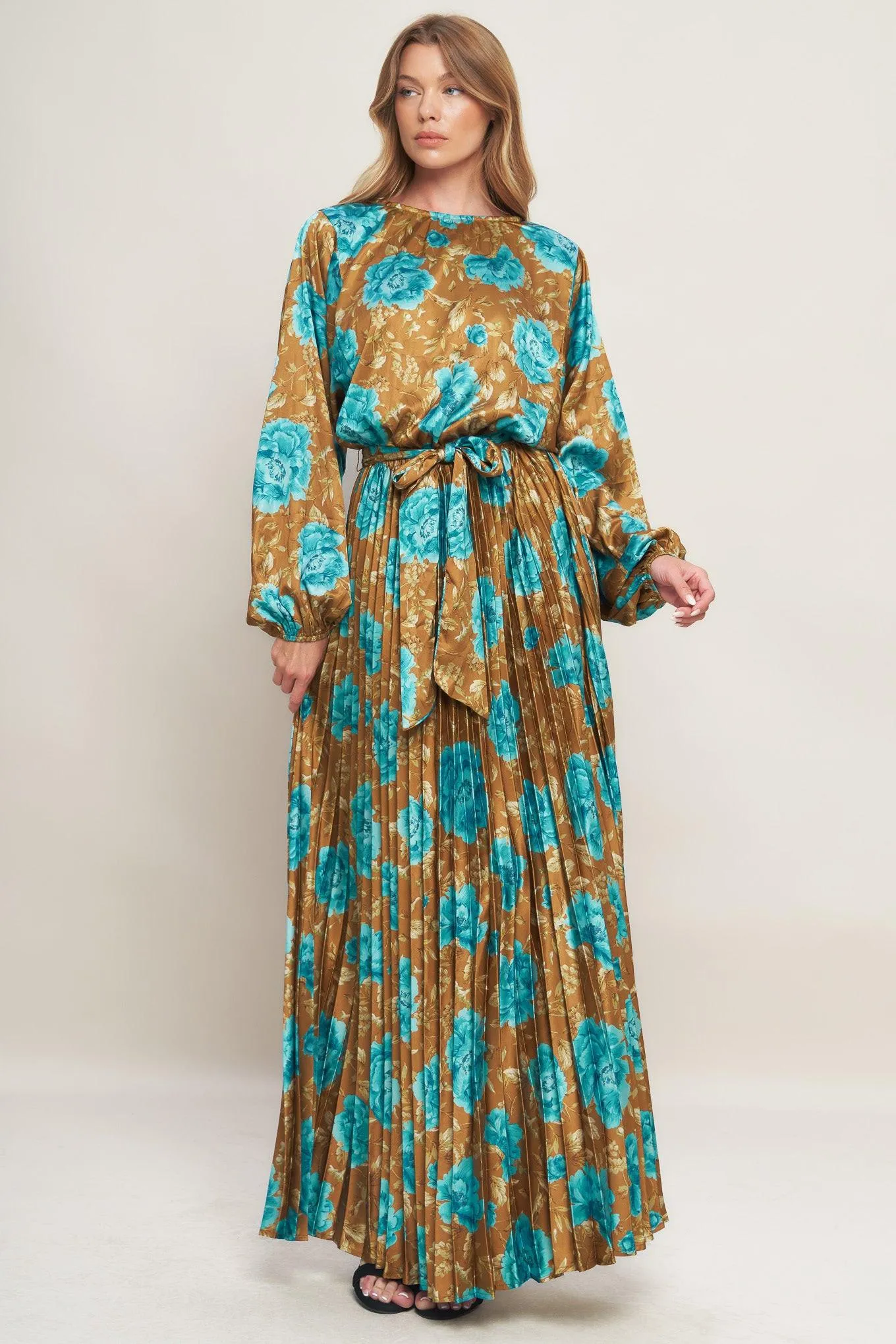 Golden Bloom Luxe Woven Satin Maxi Dress sold by Zulily product image thumbnail 4