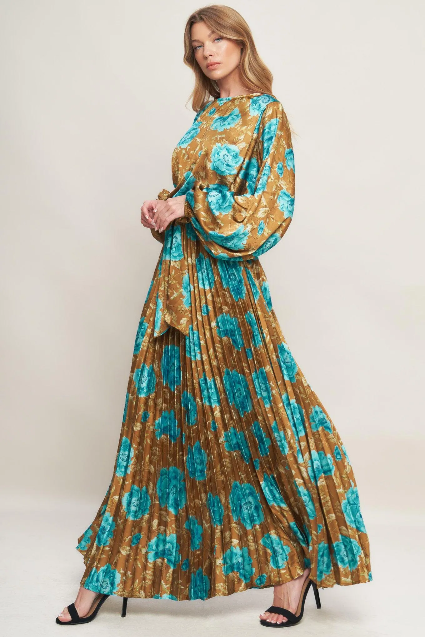 Golden Bloom Luxe Woven Satin Maxi Dress sold by Zulily