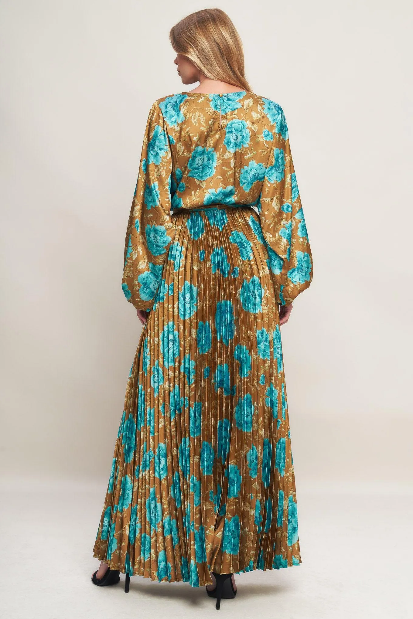 Golden Bloom Luxe Woven Satin Maxi Dress sold by Zulily product image thumbnail 3