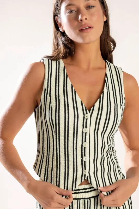 In the Quiet Shade Woven Vest made by Flying Tomato