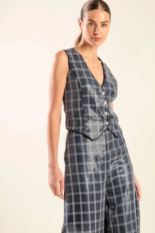 Traveling Far Navy Sequin Vest made by Flying Tomato