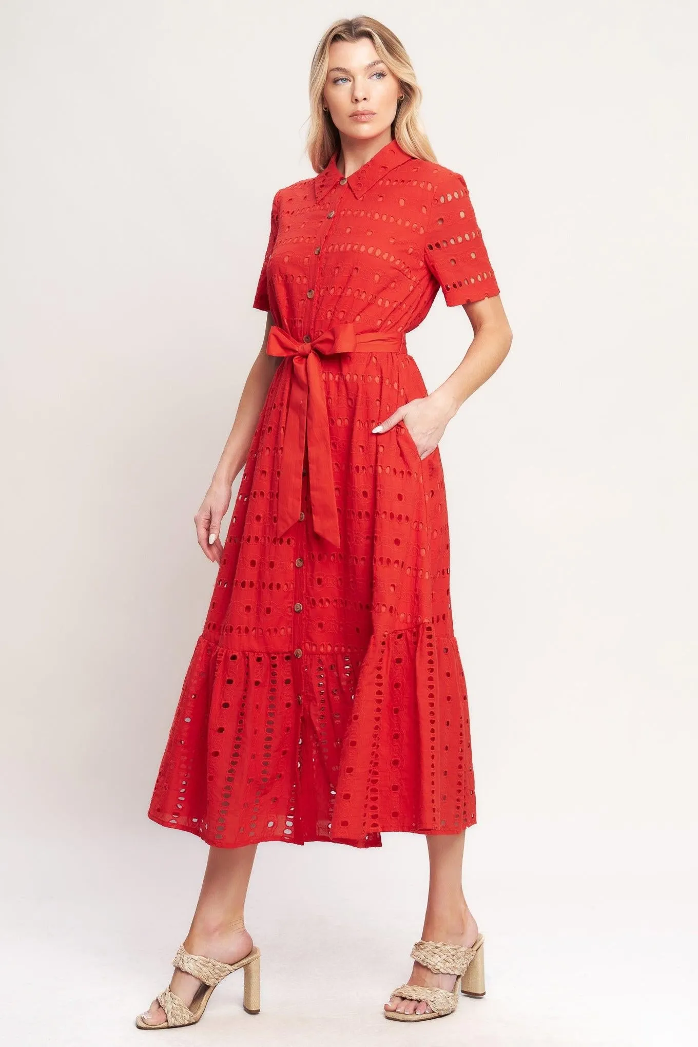 Power Scarlet Woven Eyelet Midi Dress sold by Zulily product image thumbnail 5
