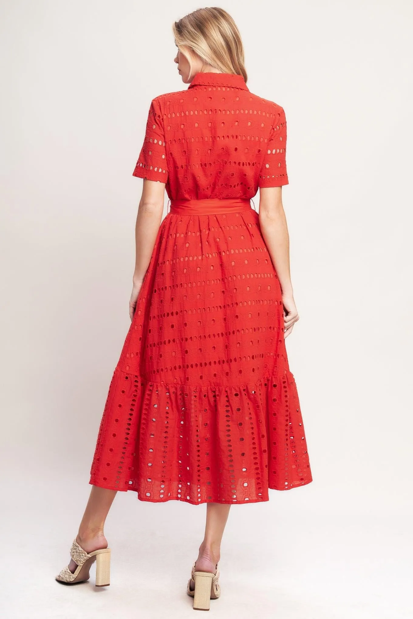 Power Scarlet Woven Eyelet Midi Dress sold by Zulily product image thumbnail 2