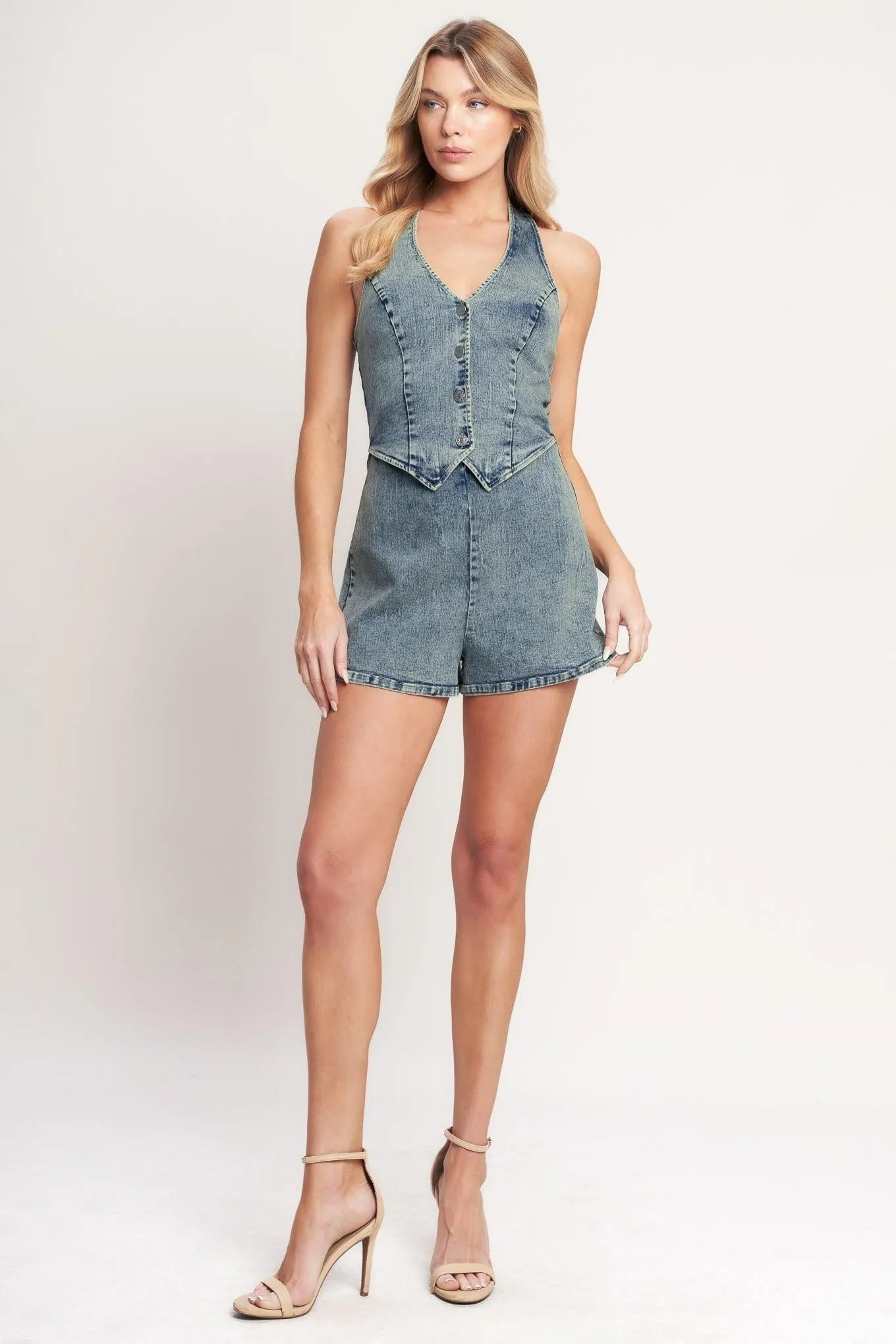 Everyday Escape Denim Romper sold by Zulily product image thumbnail 3