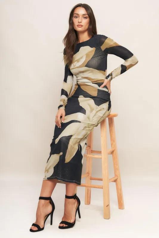 Abstract Botanica Power Mesh Midi Dress made by Flying Tomato