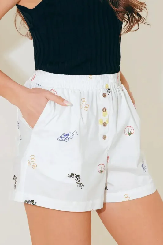 After Hours White Woven Shorts made by Flying Tomato