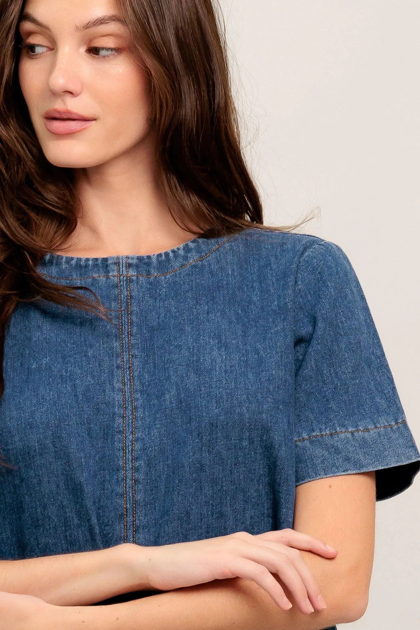 Simply Put Together Denim Mini Dress sold by Zulily product image thumbnail 4