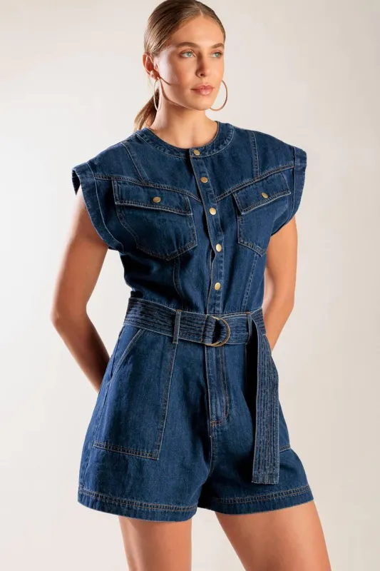 A Little Bit of This Denim Romper made by Flying Tomato