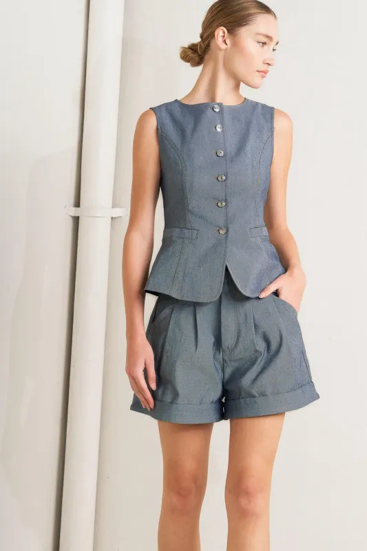 Confidently Cool Tailored Woven Vest made by Flying Tomato