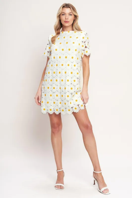 Daisies and Daydreams Woven Lace Mini Dress made by Flying Tomato