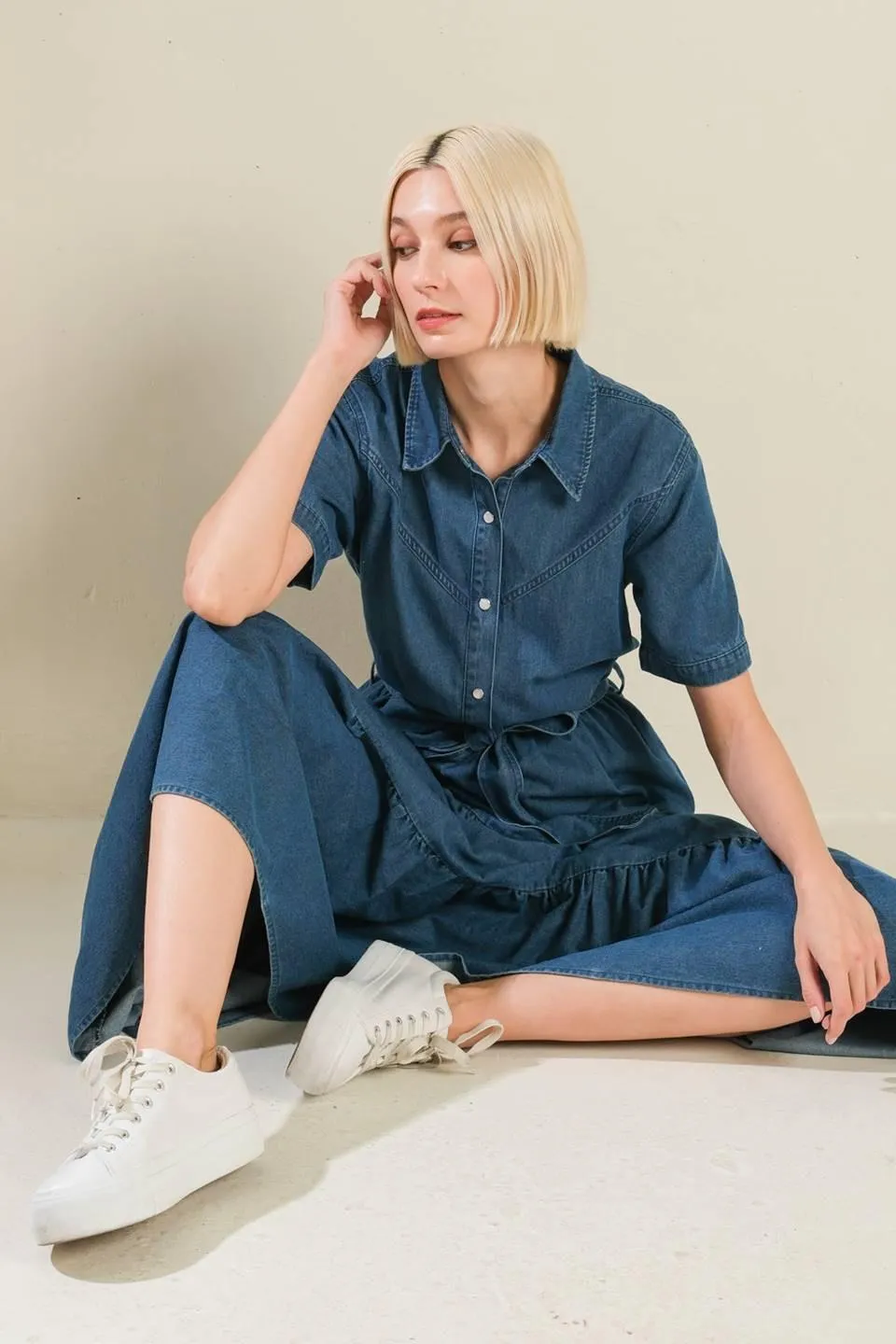 Absolute Edge Denim Midi Dress sold by Zulily product image thumbnail 3