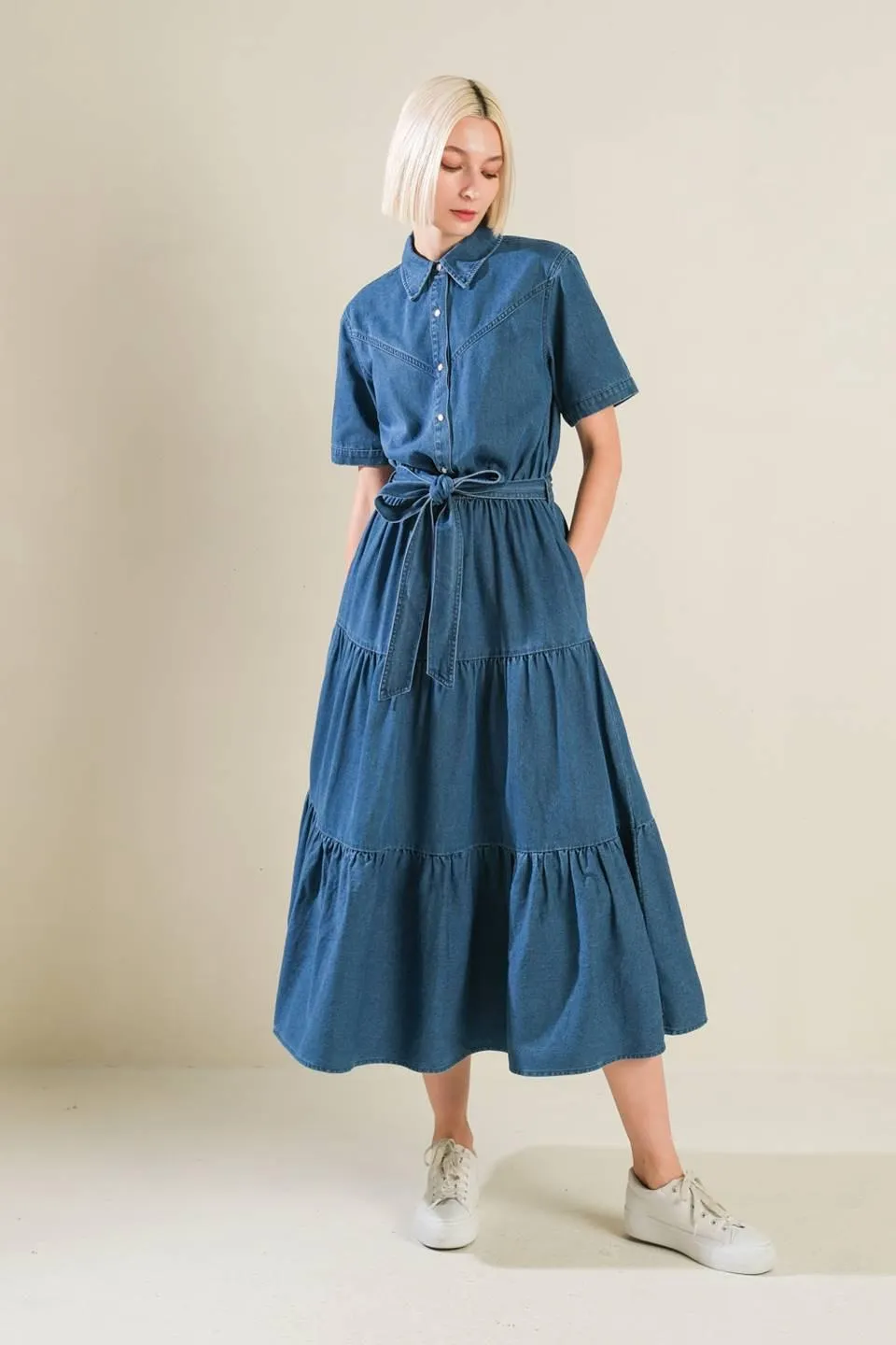 Absolute Edge Denim Midi Dress sold by Zulily product image thumbnail 4