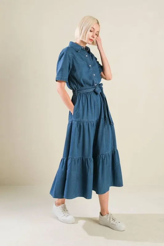 Absolute Edge Denim Midi Dress made by Flying Tomato