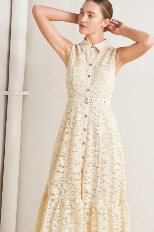 Purely Romantic Woven Lace Midi Dress made by Flying Tomato