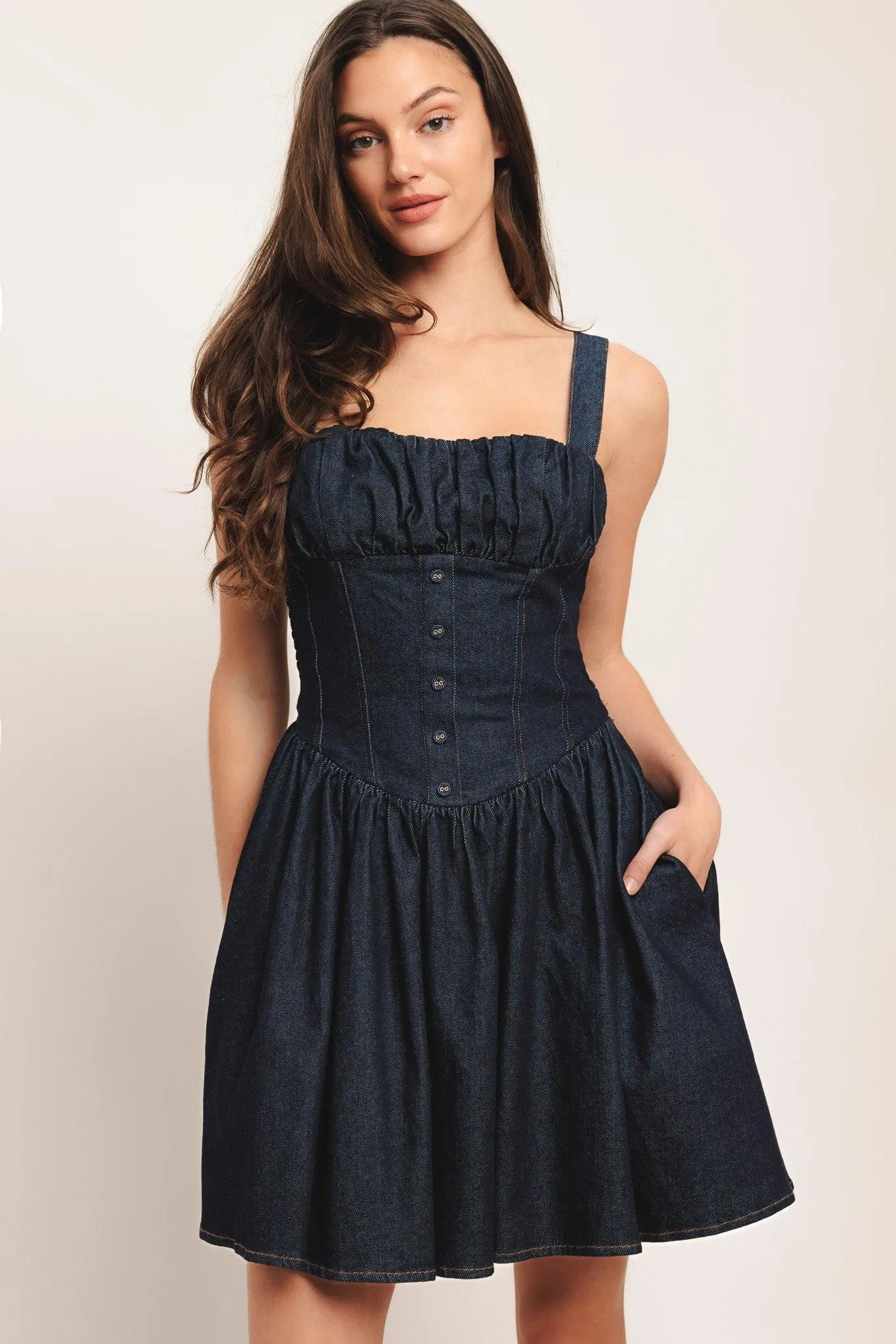Modern Indigo Denim Mini Dress sold by Zulily product image thumbnail 4