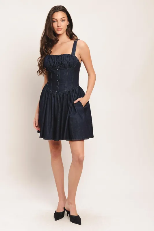 Modern Indigo Denim Mini Dress made by Flying Tomato