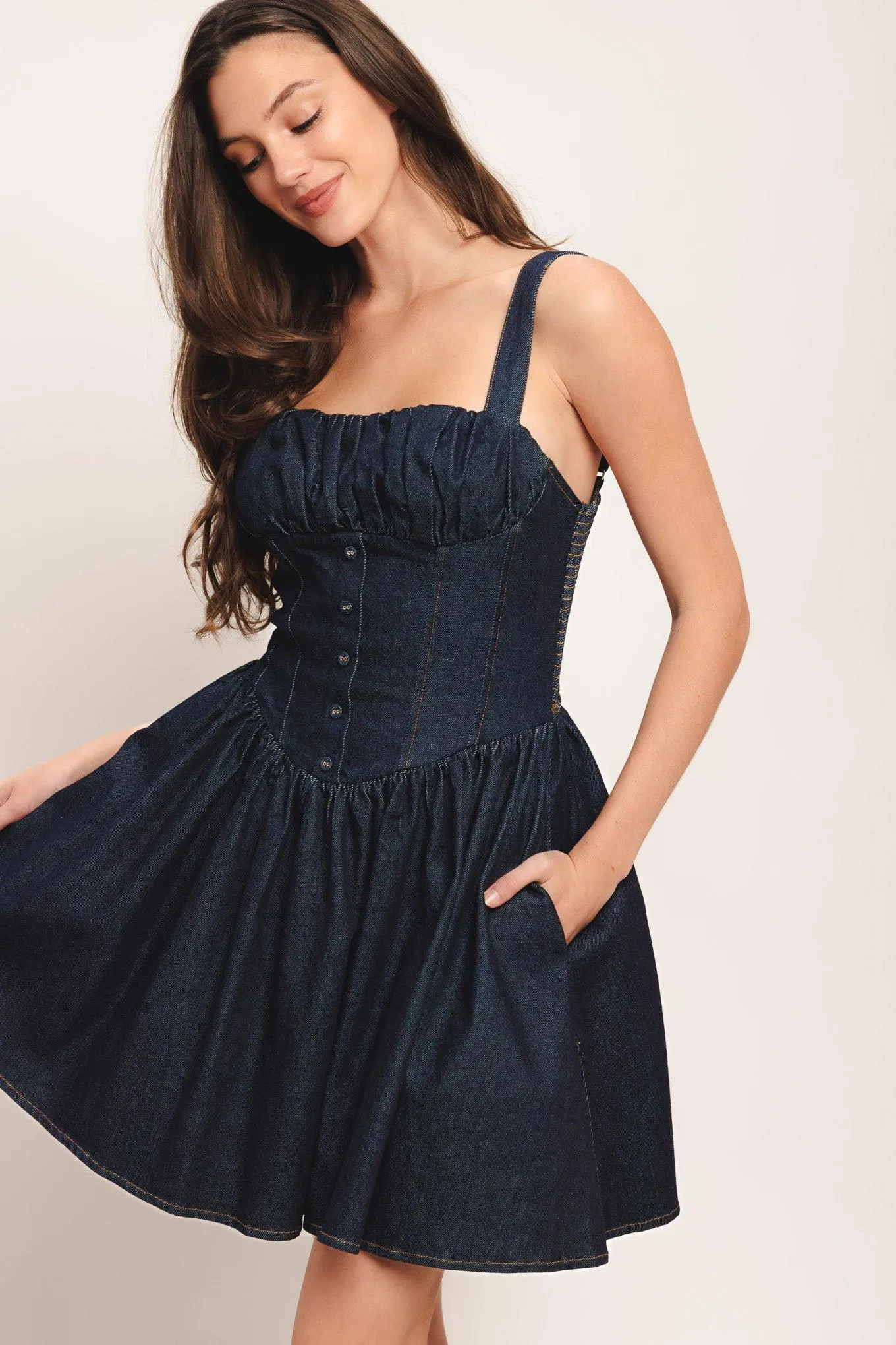 Modern Indigo Denim Mini Dress sold by Zulily product image thumbnail 3