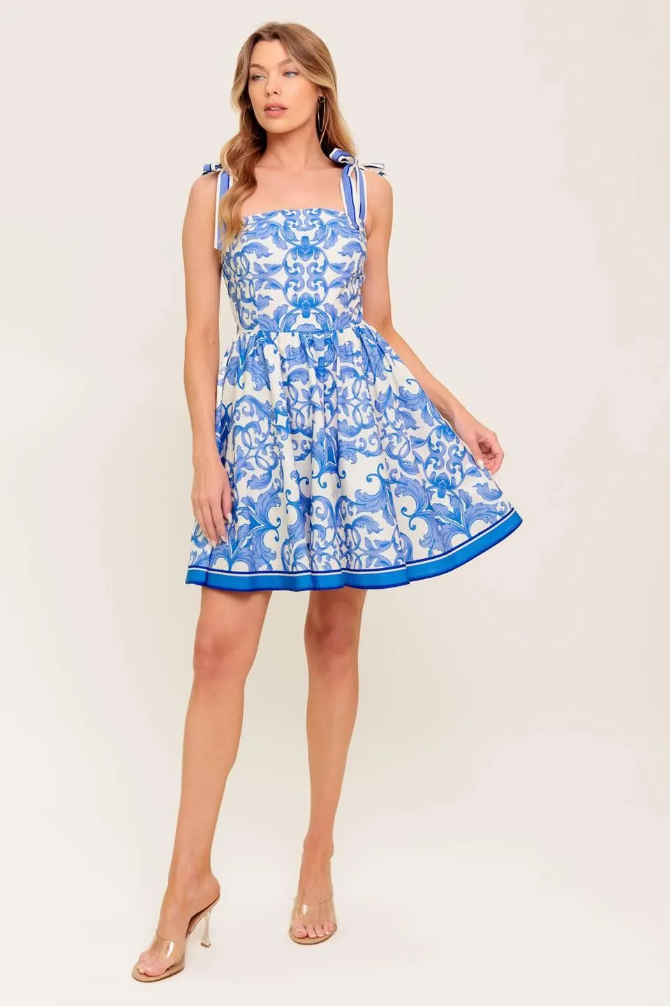 Florence Days Floral Blue Woven Mini Dress sold by Zulily product image thumbnail 5