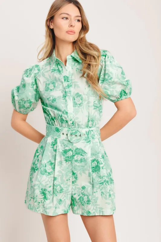 Garden Glow Woven Romper made by Flying Tomato