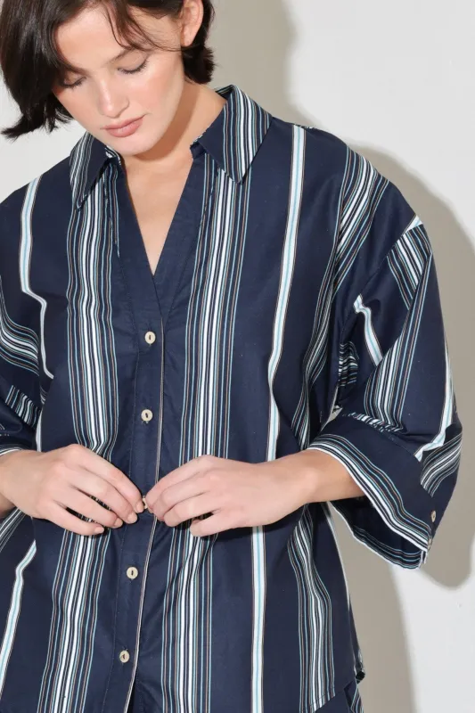 City Stripe Woven Top made by Flying Tomato