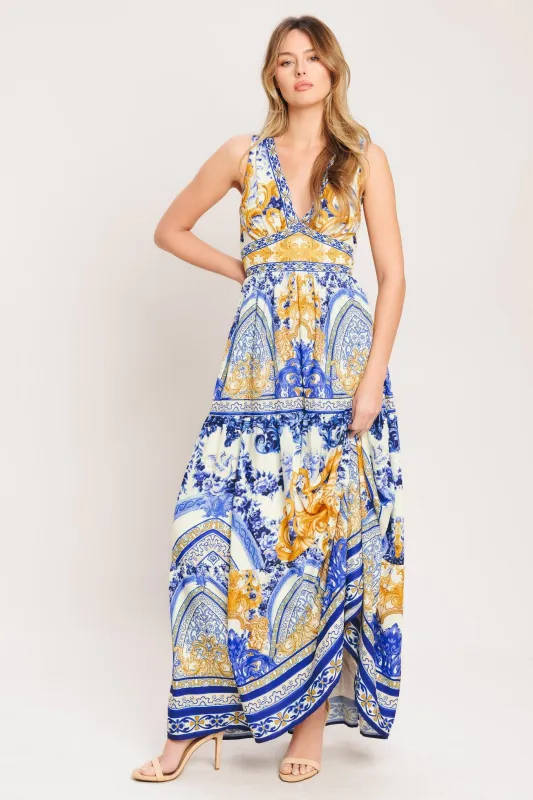 Azure Palazzo Woven Maxi Dress made by Flying Tomato