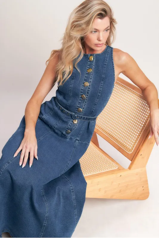 Sunday Stroll Denim Midi Dress made by Flying Tomato