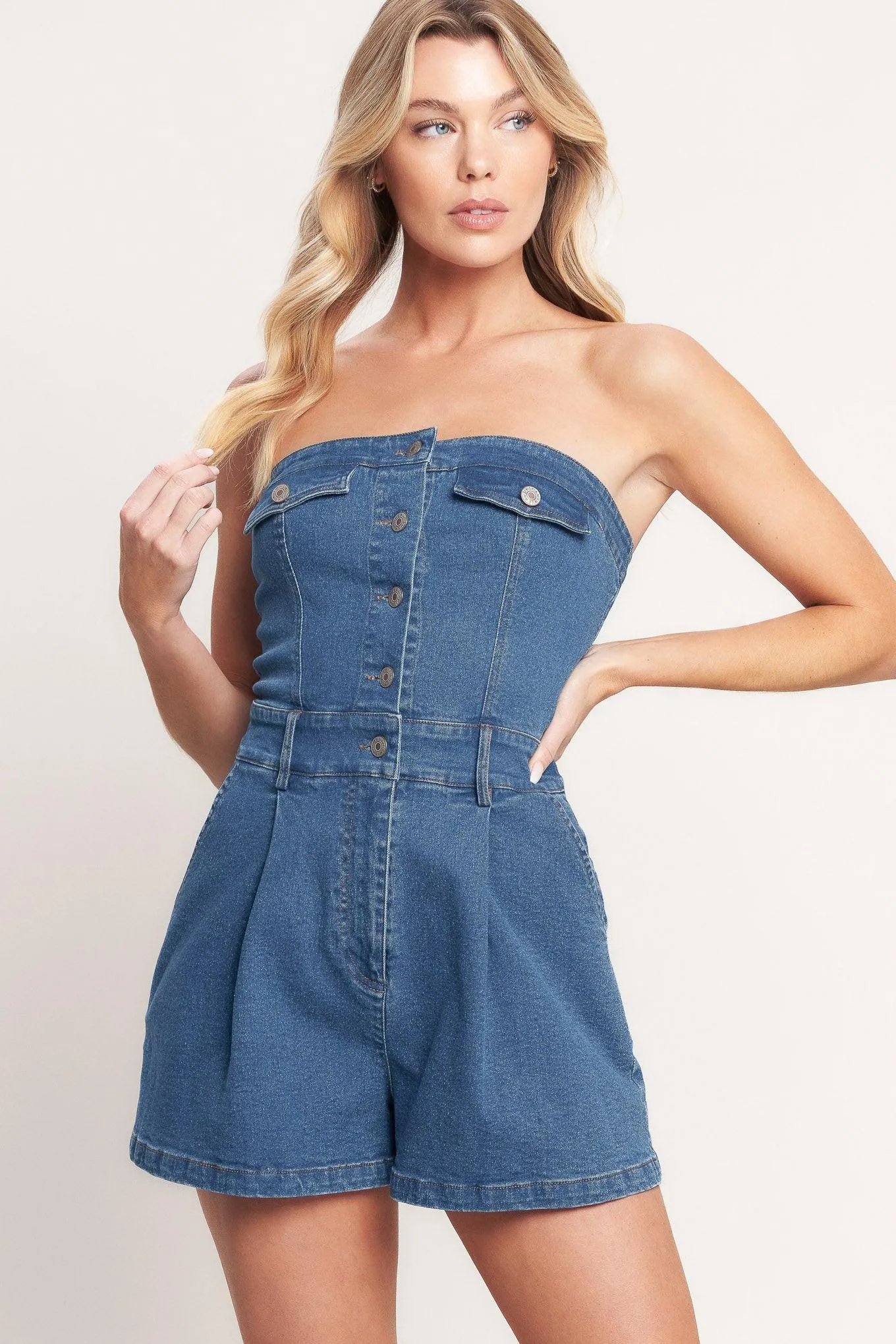 Weekend Crush Denim Romper sold by Zulily product image thumbnail 4
