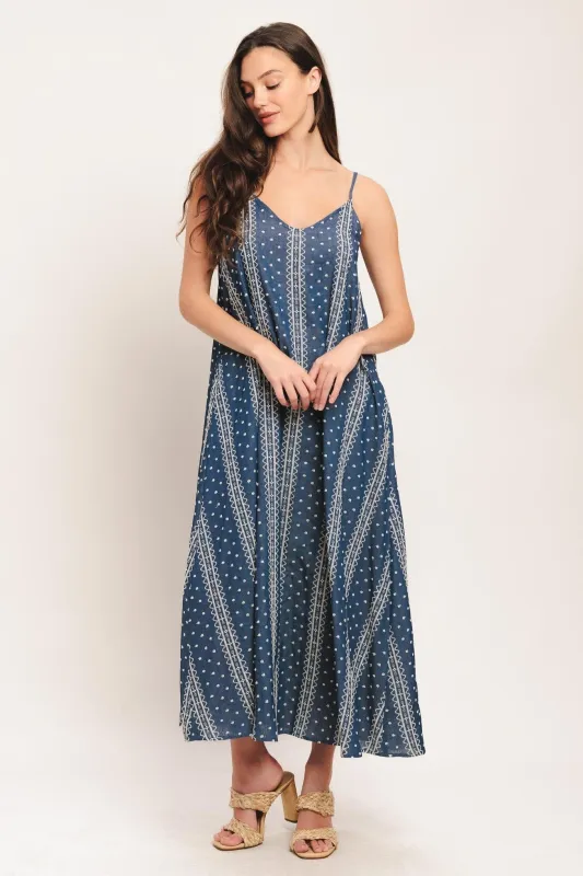 Handloom Sky Woven Midi Dress made by Flying Tomato