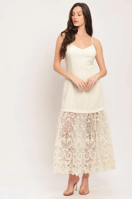 Milk Petal Woven Lace Midi Dress made by Flying Tomato