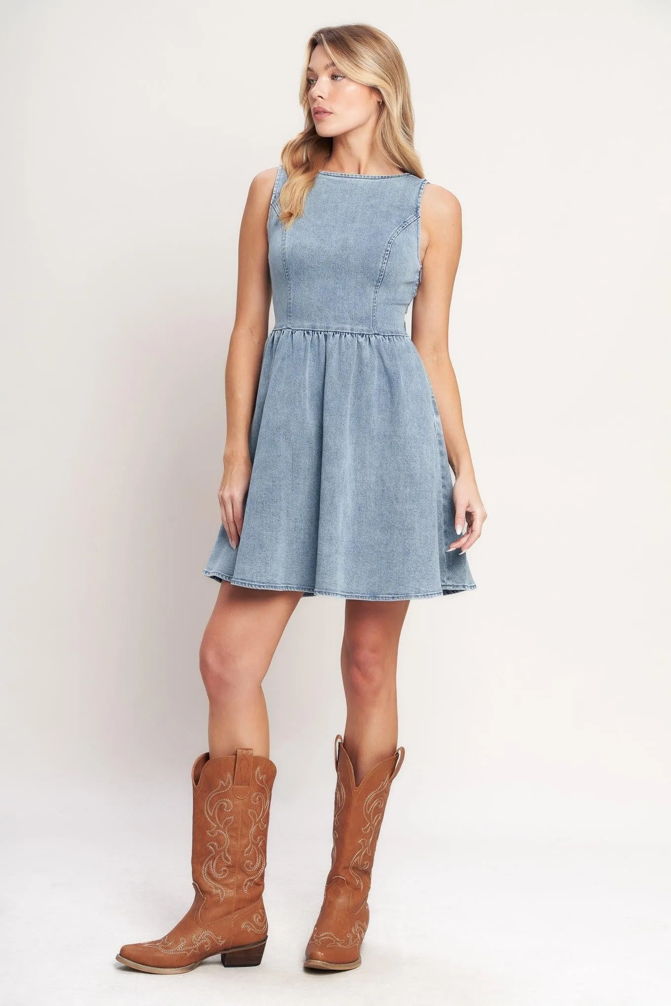 Casual Polished Denim Mini Dress sold by Zulily product image thumbnail 4