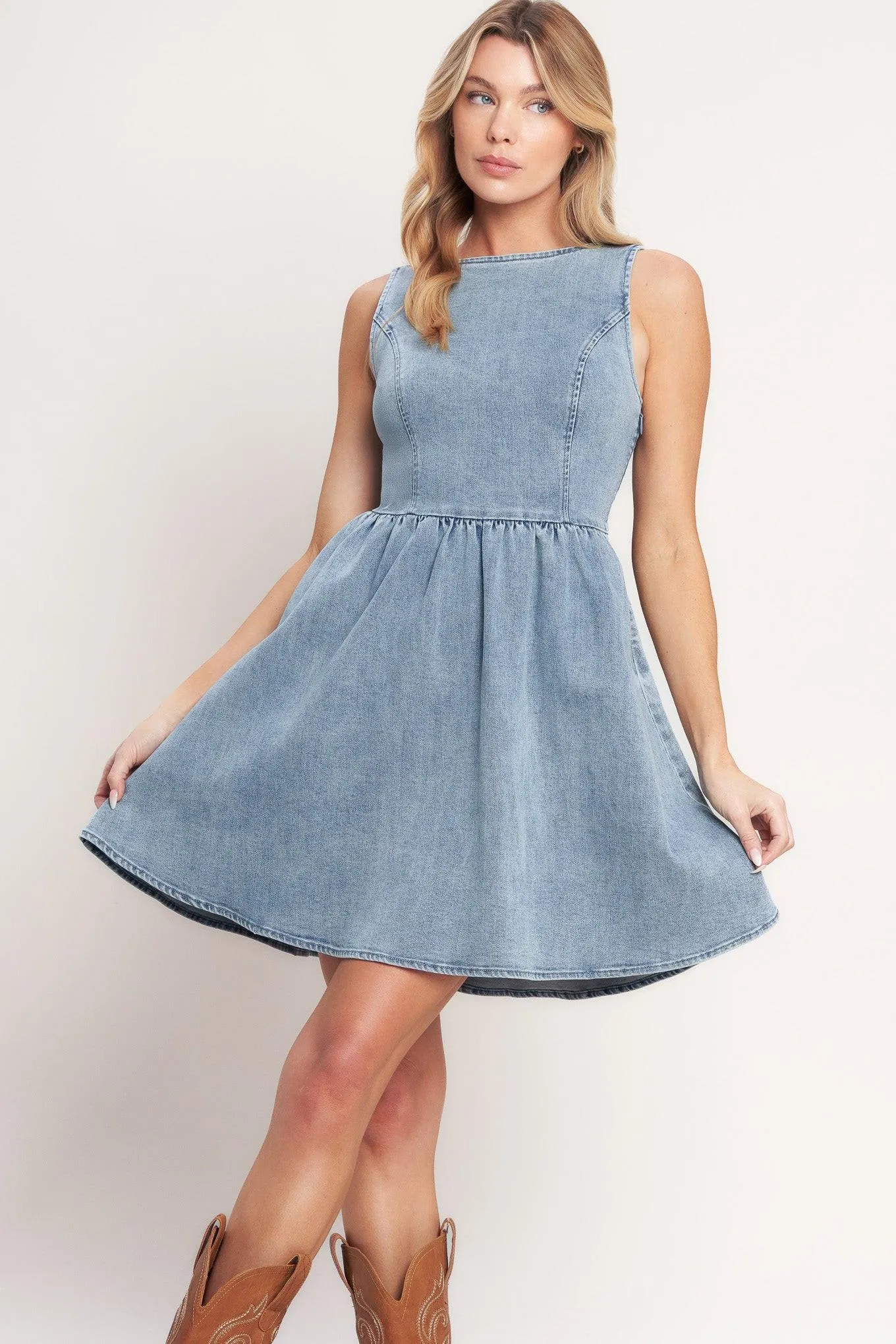 Casual Polished Denim Mini Dress sold by Zulily