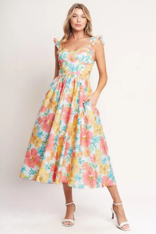 Soft Sunshine Woven Midi Dress made by Flying Tomato