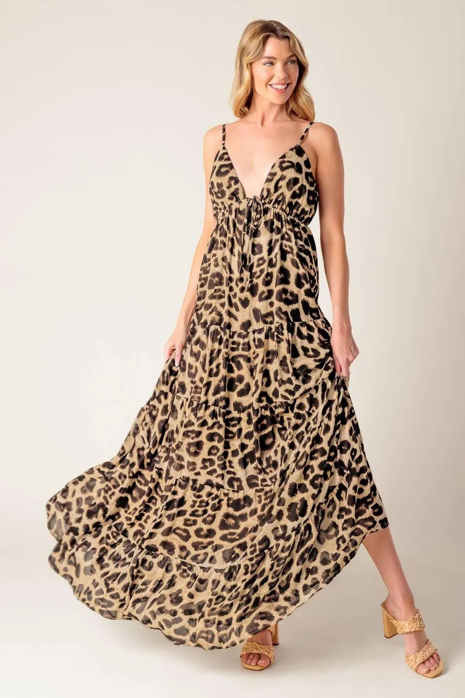 Beach Bum Leopard Woven Maxi Dress sold by Zulily
