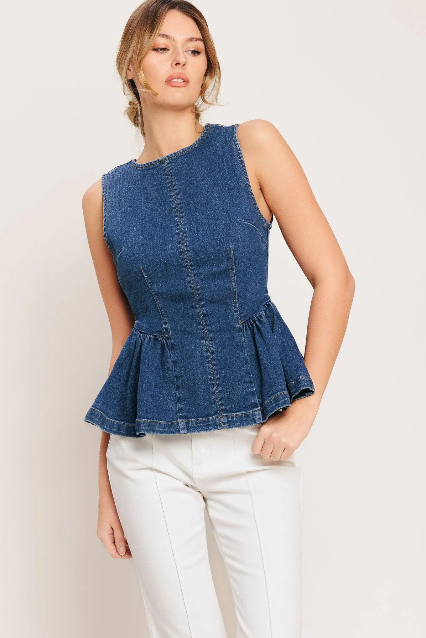 Modern Flounce Denim Top sold by Zulily product image thumbnail 4
