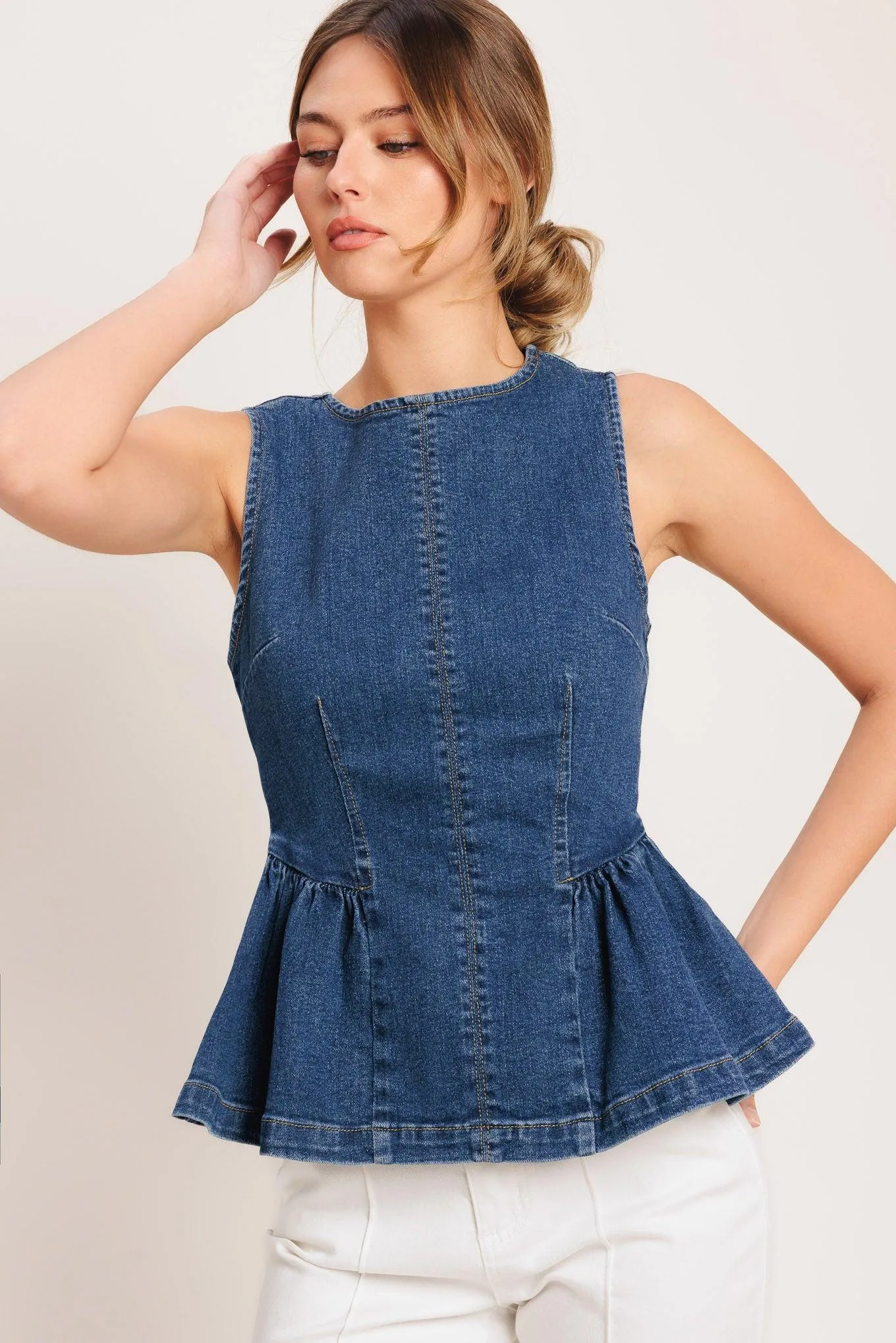 Modern Flounce Denim Top sold by Zulily product image thumbnail 3