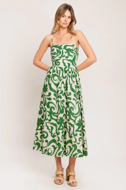 Art Nouveau Floral Woven Midi Dress made by Flying Tomato