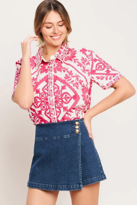 Texture Play Denim Skort made by Flying Tomato