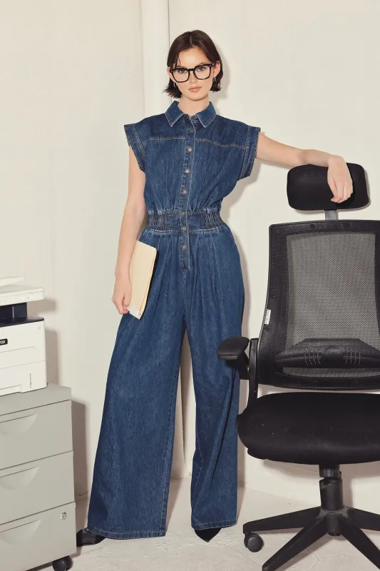 Power Play Denim Jumpsuit made by Flying Tomato