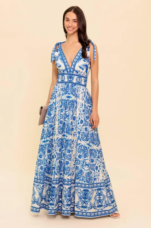 By the Bay Blue Woven Maxi Dress made by Flying Tomato